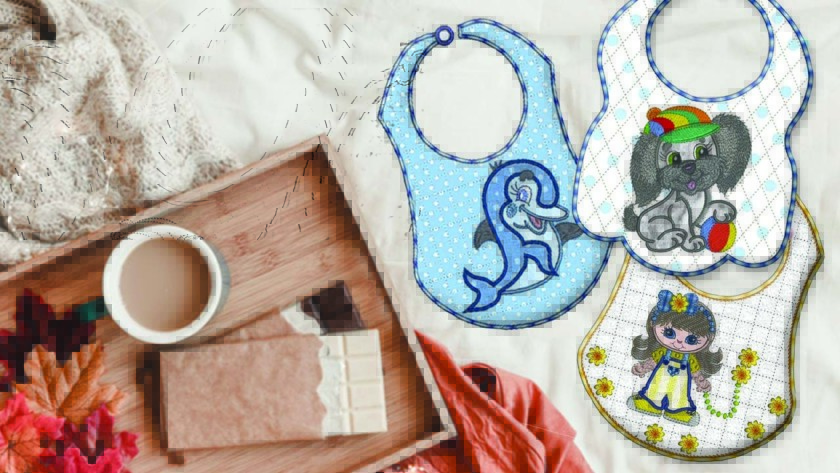 Animal embroidery designs for baby bibs